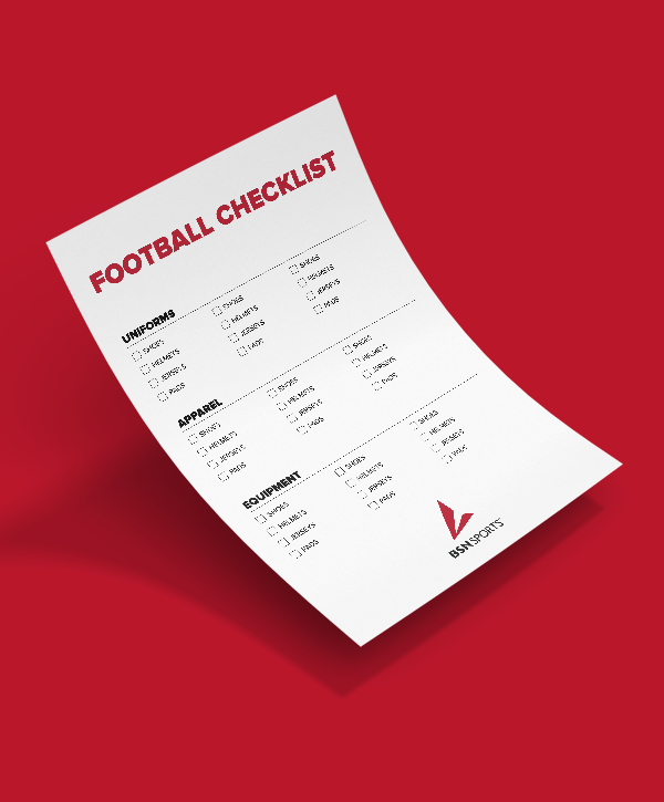 Football uniforms, apparel, and equipment checklist