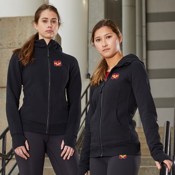 High school girl athletes wearing decorated and customized lululemon team travel apparel
